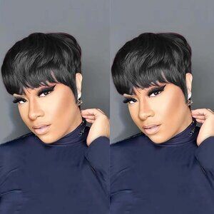 Pixie Cut Wigs for Black Women Human Hair 1b Short Layered Pixie Wigs for Women